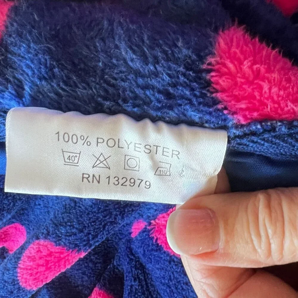 Footed Pajamas Hooded Purple Pink Polka Dot Fleece Zipper Closure Pocket Warm - Picture 9 of 16